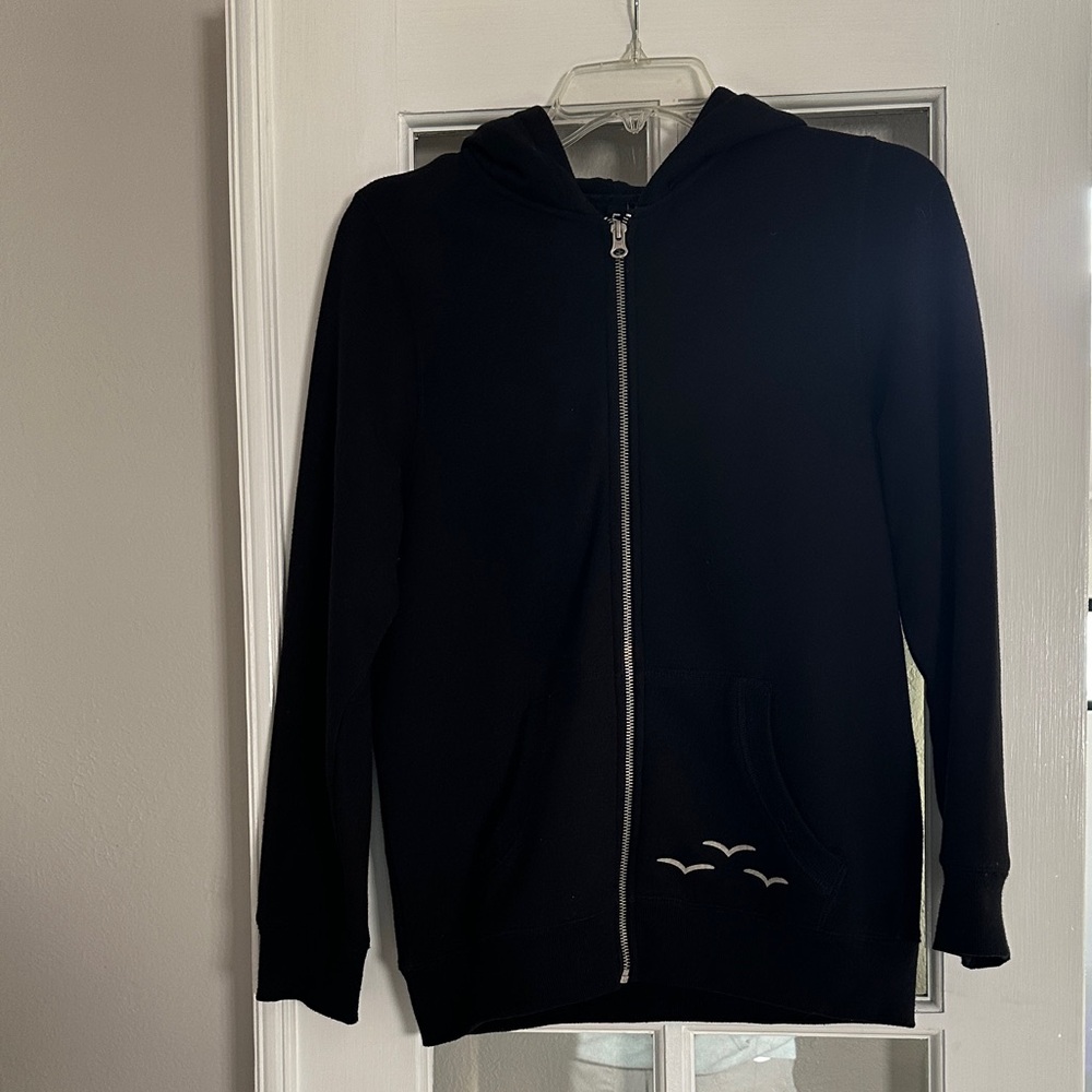 Lazy pants Kids Black Zip-Up Hoodie with Bird Design